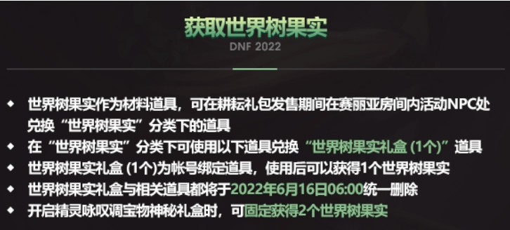 DNF世界树果实怎么得