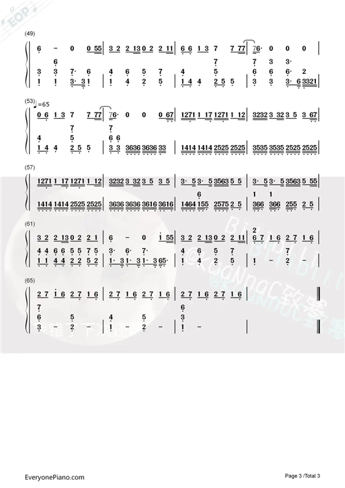 光遇孤勇者琴谱 完整数字版乐谱图片