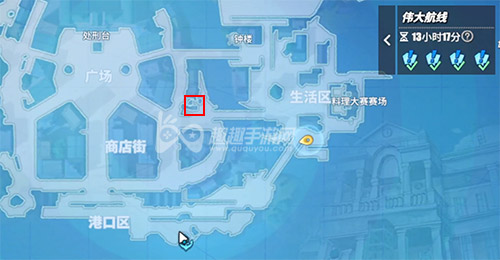 航海王热血航线罗格镇三朵蓝白花朵的聚会位置