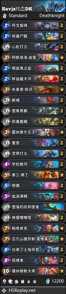 炉石传说血dk卡组推荐大全攻略
