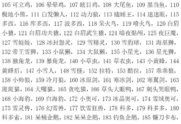 洛克王国宠物蛋编号大全一览